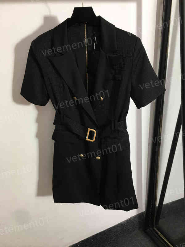 Luxury Women Dresses Custom Lion Head Double Breasted B Letter Belt Short Sleeve Suit Dress Fashion Brand Designer Dresses For Women Clothing 0912