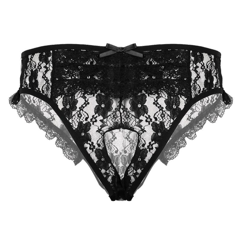 Women&#039;s Panties Mens Sissy Sheer Floral Lace Lingerie Low Rise With Elastic Waistband Crotchless G-string Briefs UnderwearWomen&#039;s