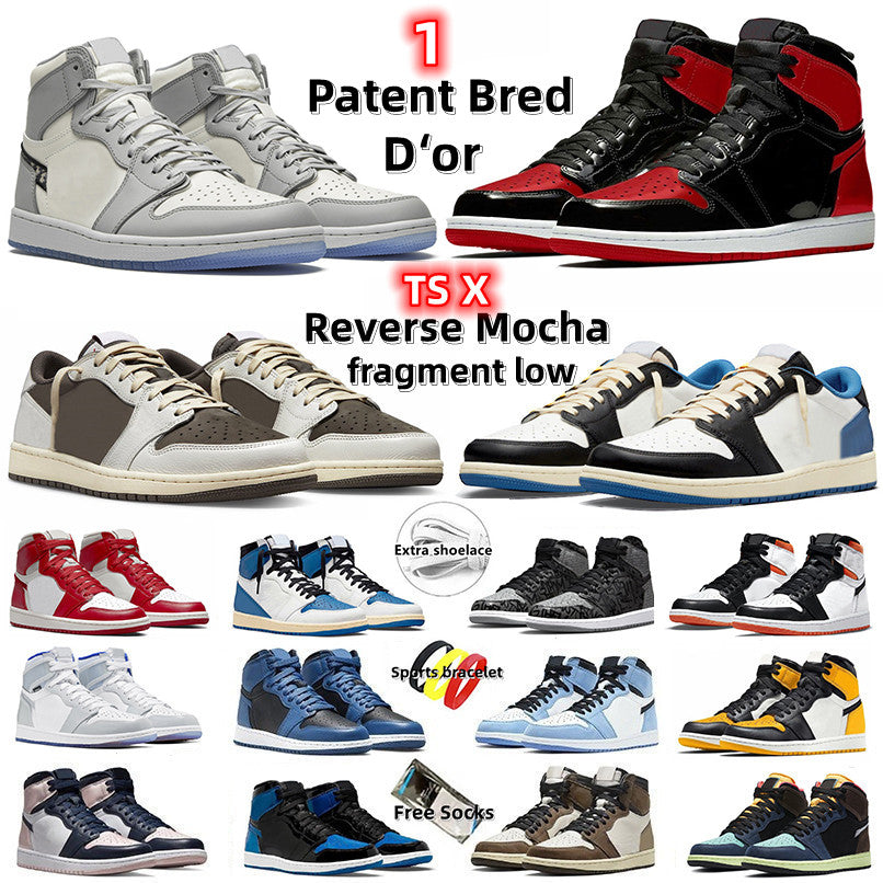 jumpman 1 1s TS X Fragment Electro Orange basketball shoes Yellow Toe Dark Reverse Mocha Bubble Gum Patent Bred Rebellionaire Racer Blue men womens