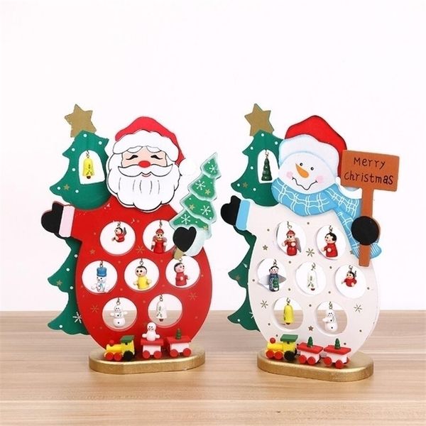 Home Table Desk Decor Wooden Christmas Tree Santa Claus Snowman Year Gift Christmas Decoration DIY Craft Party Supplies 201027