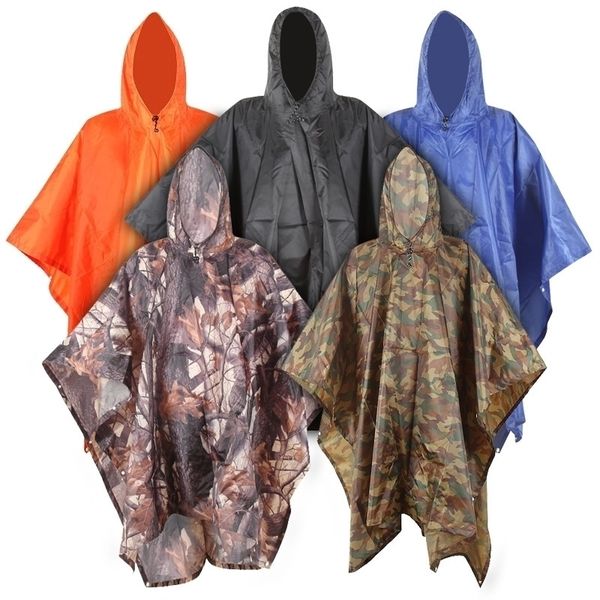 3 in 1 Backpack Travel Rain Cover Rain Coat Hood Hiking Cycling Rain Cover Poncho Waterproof Raincoat Outdoor Camping Tent Mat 201202