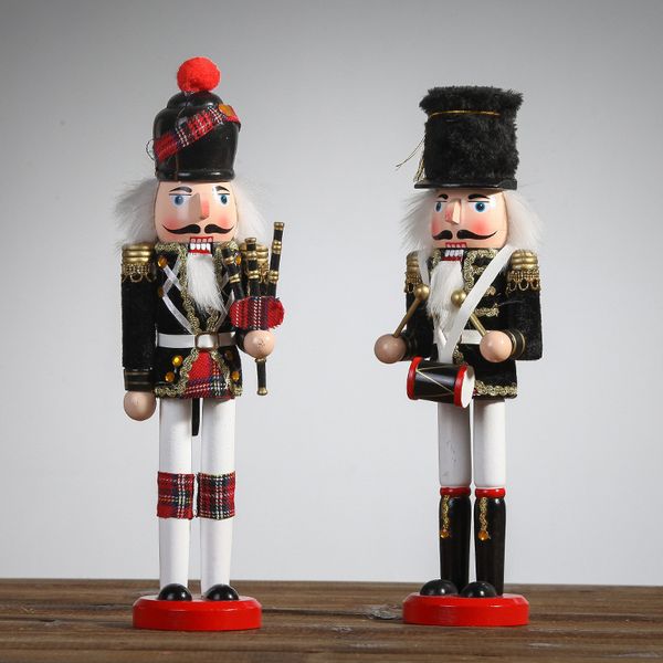 VILEAD 30cm Fine Nutcracker Wooden Crafts Vintage Handcraft Home Livingroom Decoration Ornaments Christmas Gifts 201203