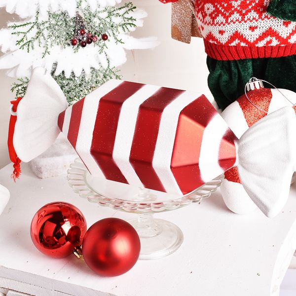 Christmas decorations scene layout gift ornaments pendant DIY candy 30CM red and white color candy stage layout 201204