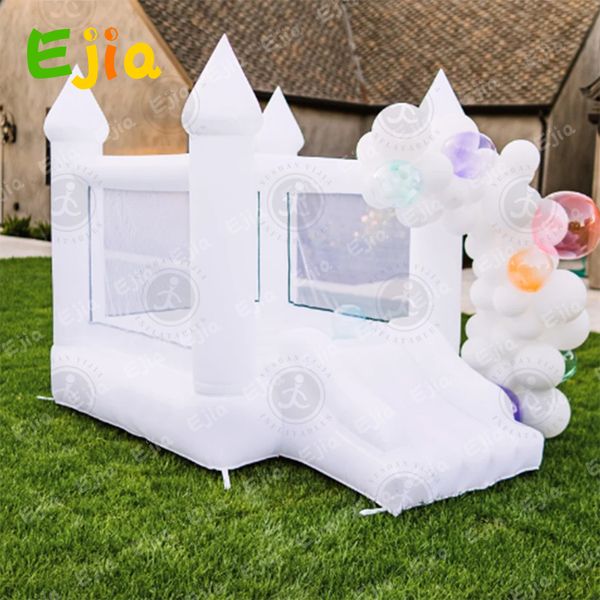 For Kids Outdoor Games 8ft Mini Inflatable White Bounce House Jumping Castle with Slide