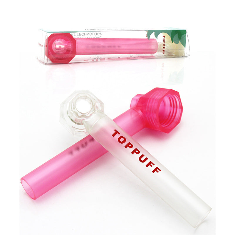 Plastic Toppuff Glass Oil Burner Pipes Hand Glass Tube Small Bongs Smoke Bubbler Dab Tools