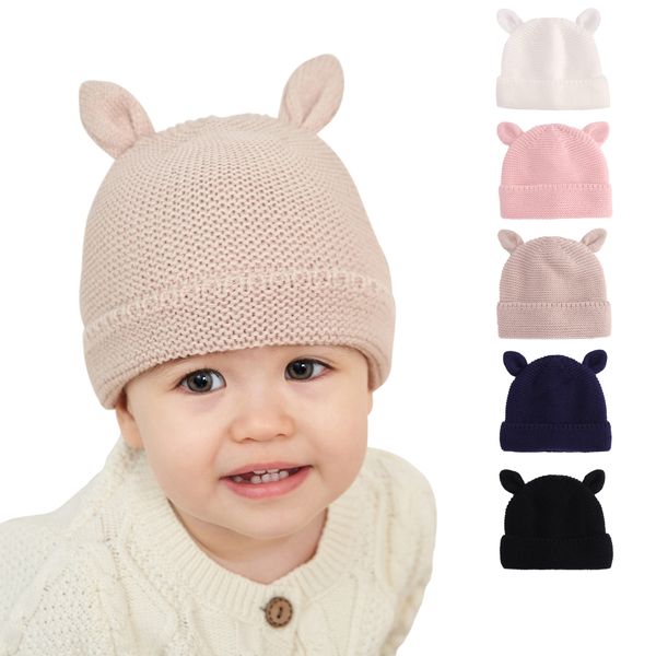 M483 Baby Kids Knitted Hats Cartoon Ear Caps Children Knitting Warm Beanie Hat