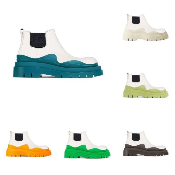 White-Blaster Women Man BOTTEGA boots luxury Tire Lean Leather Chelsea Women&#039;s booties Men Lug platform chunky shoes lady Knight low top boots