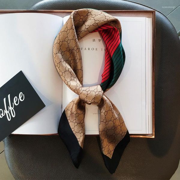 Scarves Luxury Women&#039;s Silk Satin Hair Fashion Square Printed Headscarf 70cm Professional Accessories Designer ScarfScarves