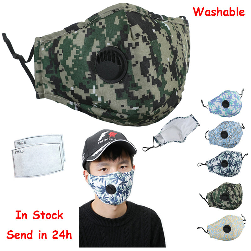 Fashion Design Camouflage Face Mask Filter Anti Pollution Protective Designer Face Masks Fashion Air Filter Mouth Masks Masque Earloop Mask