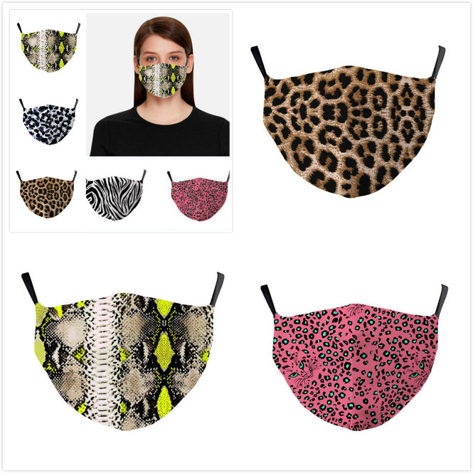 3D Printed Leopard Mask Designer Face mask anti-smog PM2.5 mask Dust-proof Breathable Washable face masks Free shipping