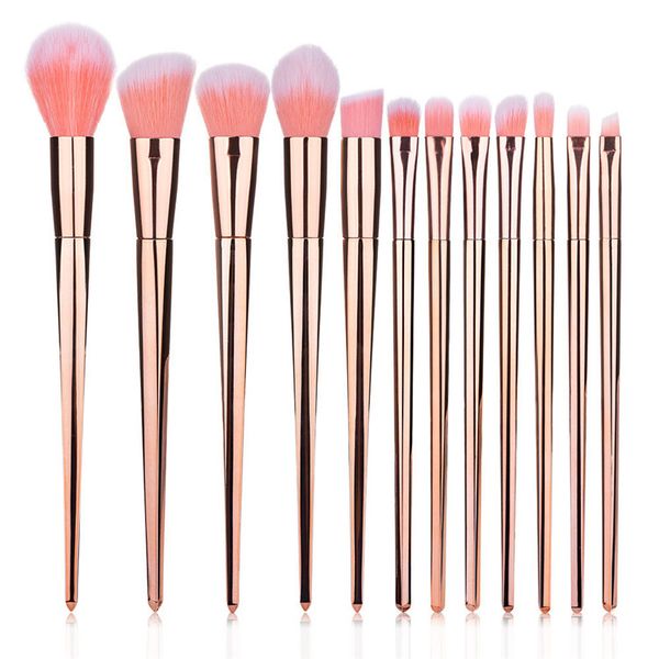 12 Pieces Foundation Makeup Brush Sets Rose Gold Color Color Make Up Brushes Setbrocha de maquillaje