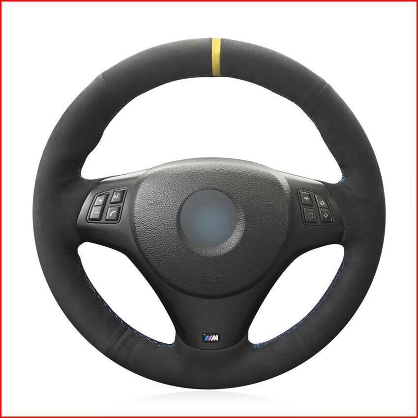 Custom Made DIY Anti Slip Suede Leather Hand Sew Car Steering Wheel Cover for BMW M Sport M3 E90 E91