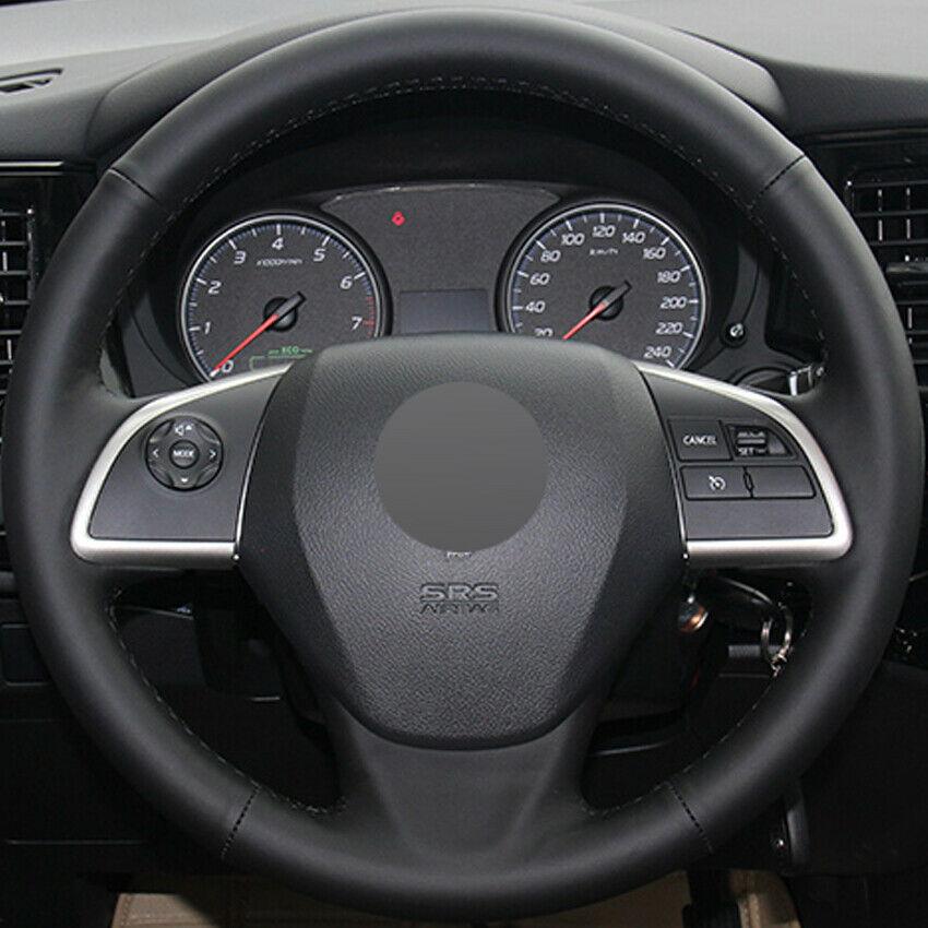 Black Leather Car Steering Wheel Cover for Mitsubishi Outlander Mirage ASX L200