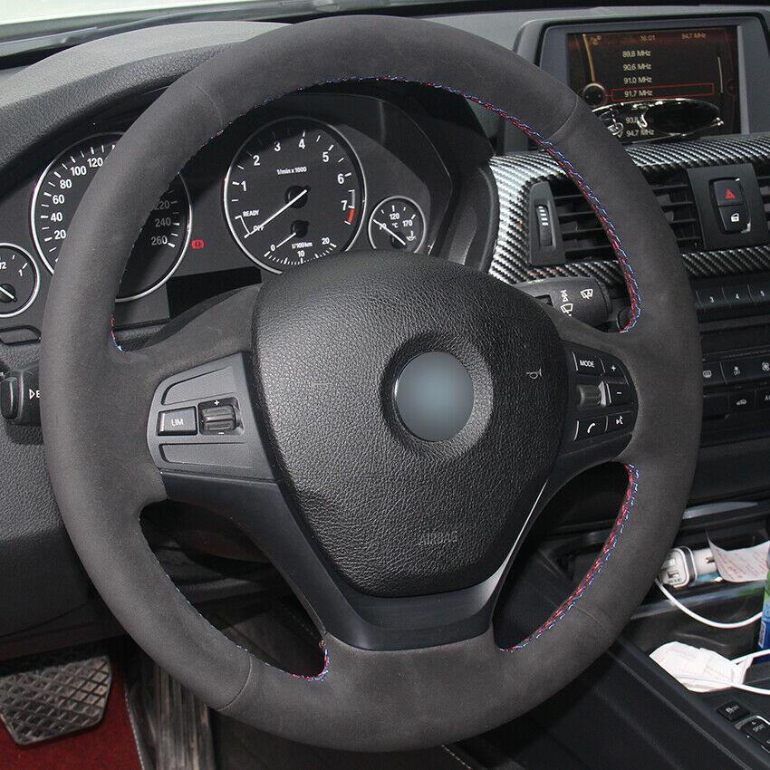 Black Suede DIY Car Steering Wheel Cover for BMW F30 316i 320i 328i