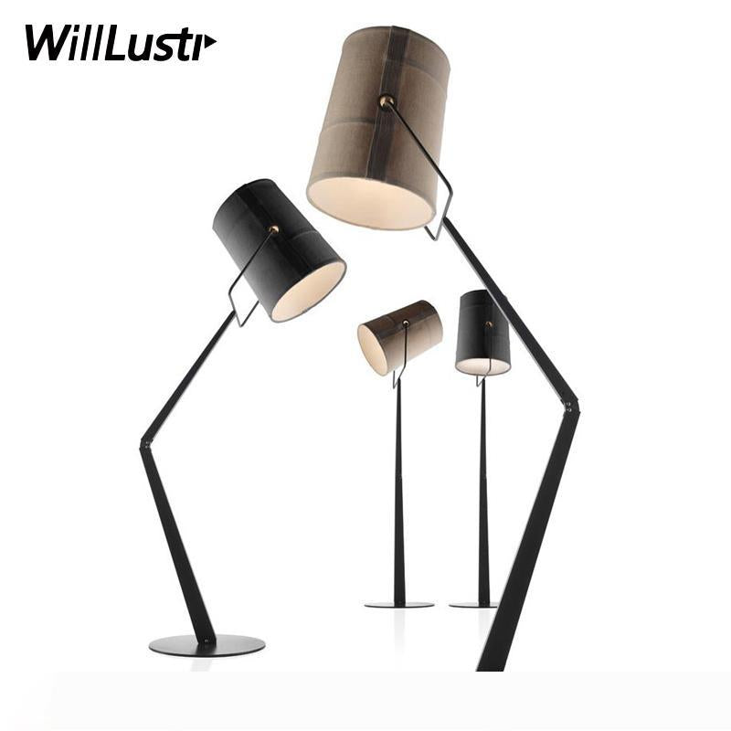 Modern LED Fork Floor Lamp canvas fabric shade floor light LED lighting living room sitting room study hotel sofa side office light
