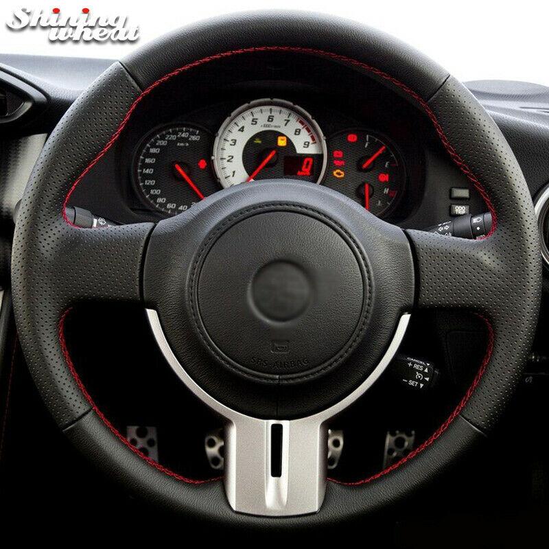 Black Leather Car Steering Wheel Cover for Toyota 86 2012-2015 Subaru BRZ 2012