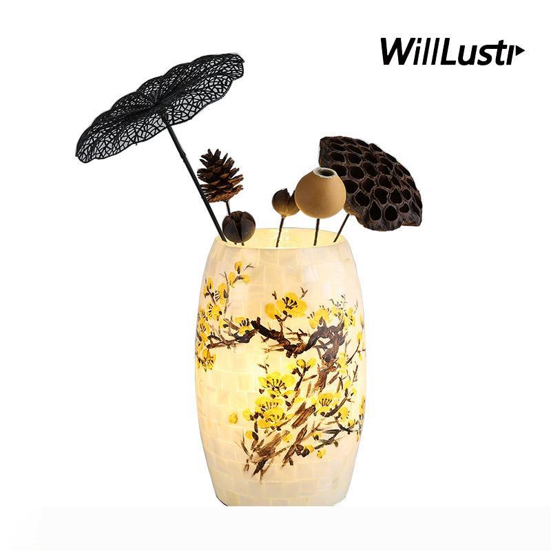 Modern Glass Vase Table Lamp Creative Shell Desk Light Hotel Homestay Cafe Study Living Room Balcony Bedside Art Deco Lighting