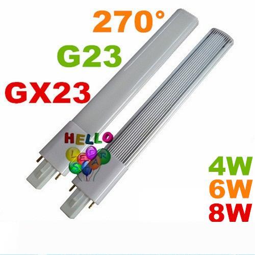 G23 GX23 Led PL Light Super Bright 4W 6W 8W Led Bulbs 270 Angle Replac CFL Lights AC 85-265V