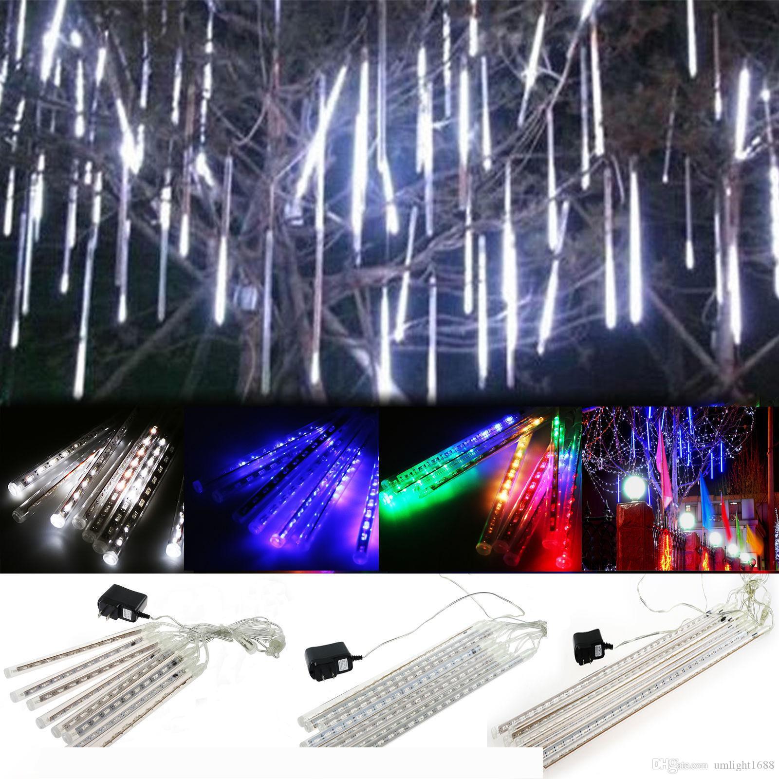 Umlight1688 20cm 30cm 50cm Meteor Shower Rain Tubes LED Light For Christmas Wedding Garden Decor EU US White Blue RGB