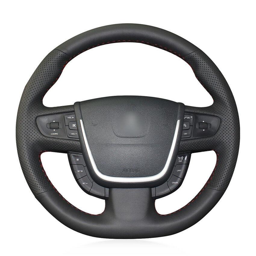 For Peugeot 508 2011 Car hand-sewn steering wheel cover black artificial leather