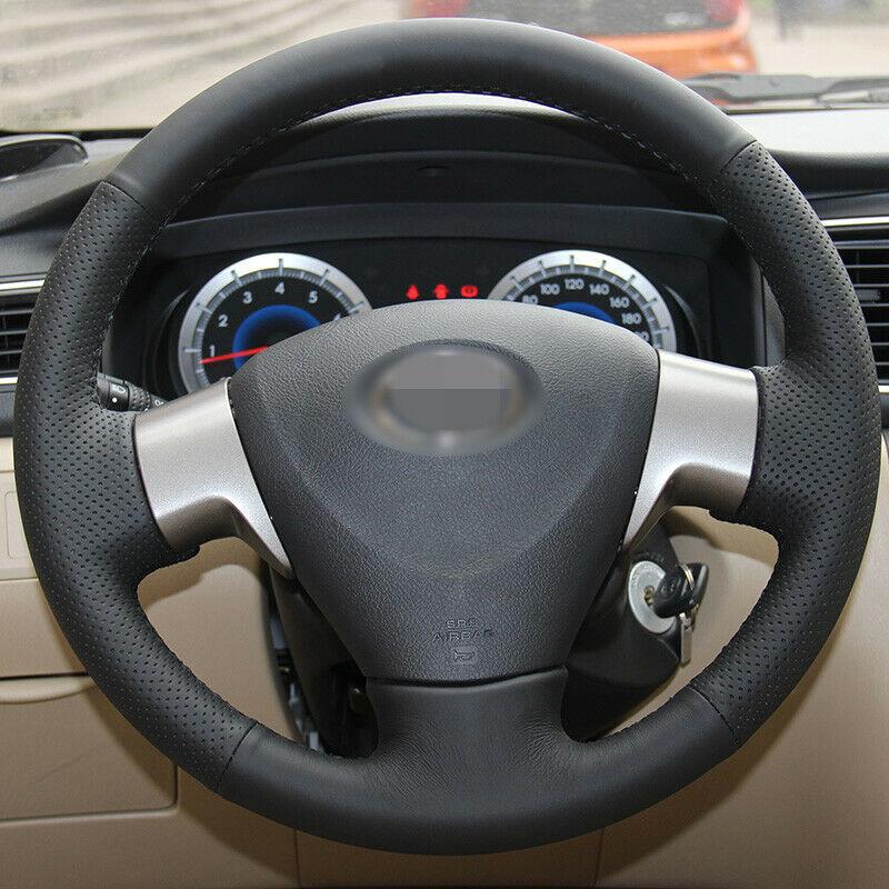 Car Hand-stitched Black Leather Steering Wheel Cover for Toyota Corolla 2006-10