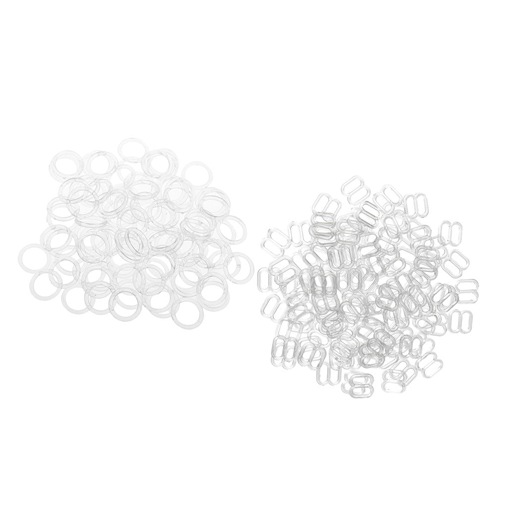 200 Pieces Plastic Bra Lingerie Strap Clips Hook Slider Buckle 8mm Clear