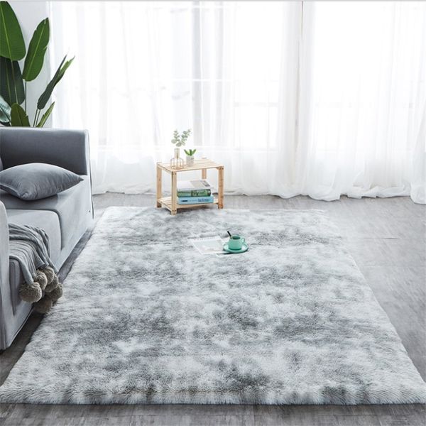 Grey Carpet Tie Dyeing Plush Soft Carpets For Living Room Bedroom Anti-slip Floor Mats Bedroom Water Absorption Carpet Rugs