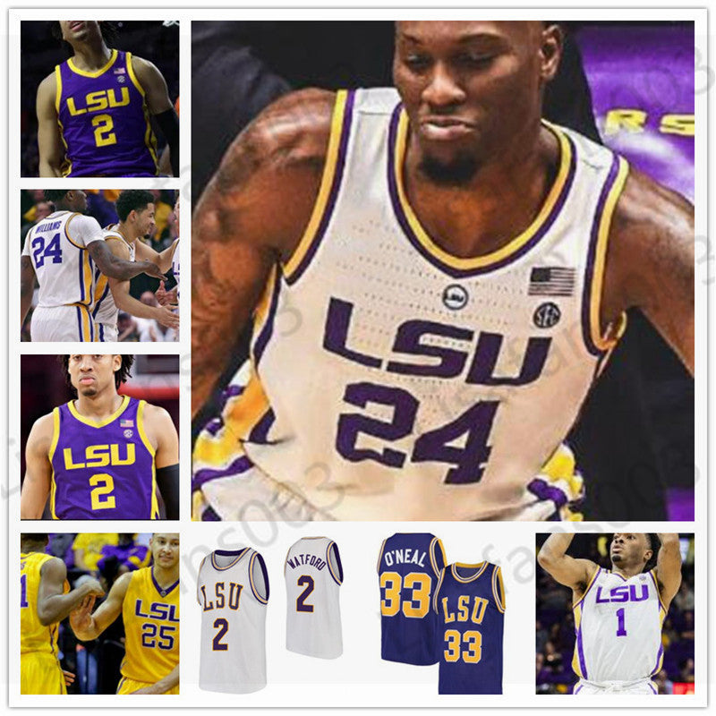 NCAA LSU Tigers Basketball stitched men youth Jerseys Shaquille O&#039;Neal Wayde Sims Emmitt Williams Aundre Hyatt Marshall Graves