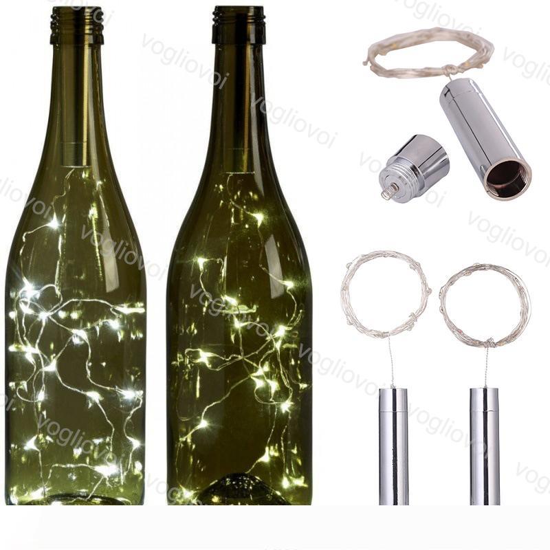 LED Strings Holiday Silver 1M 2M LED Wine Bottle Lights Battery Powered Cork Shape Glass Bottle Stopper Lamp Christmas Garlands Decor EUB