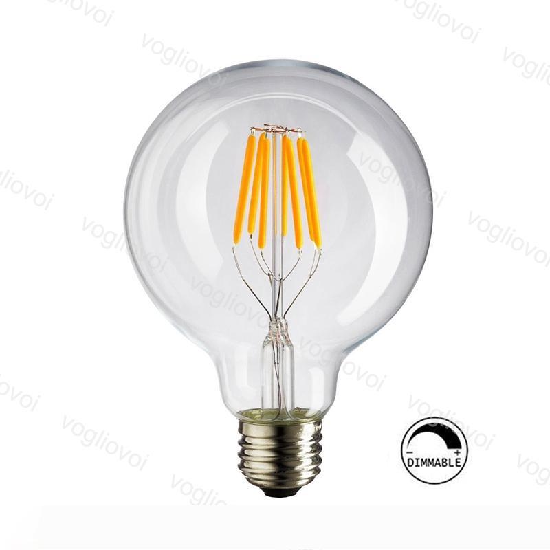 LED Bulbs G125 Dimmable 4W 6W 8W Led Filament Glass Clear E27 360 Retro Creativity For Crystal Chandeliers Pendant Floor Table Lights DHL