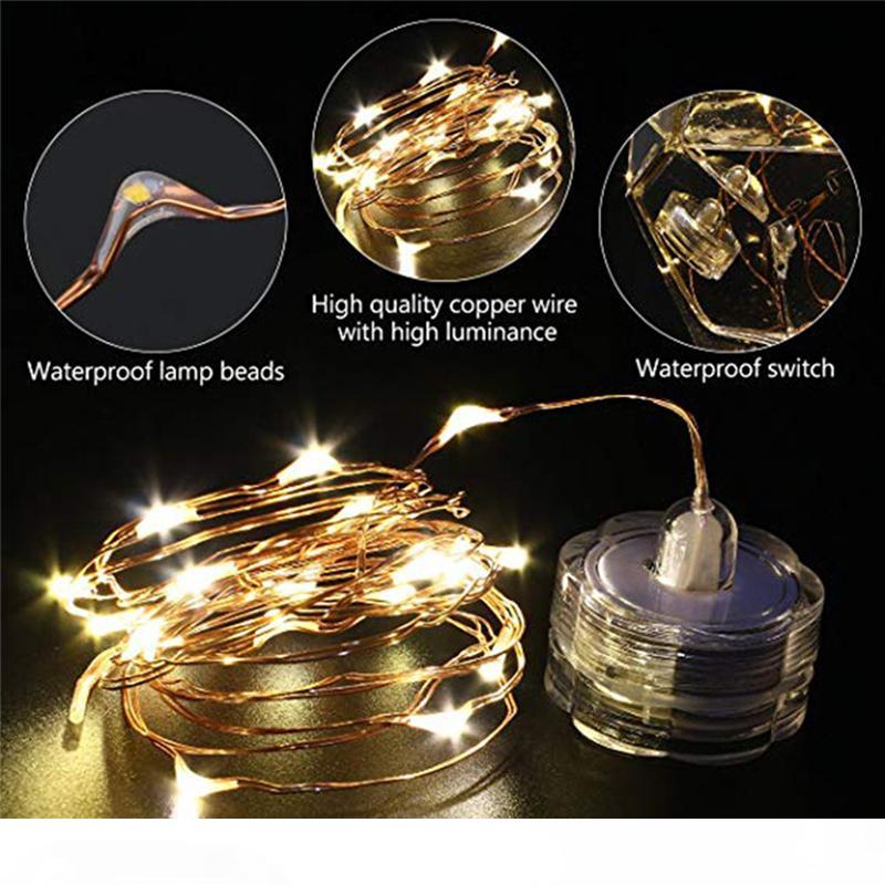 LED String Lights 1M 2M Waterproof Vase Bottle Fairy Light Copper Wire Battery Operated Decoration Lighting for Indoor Outdoor