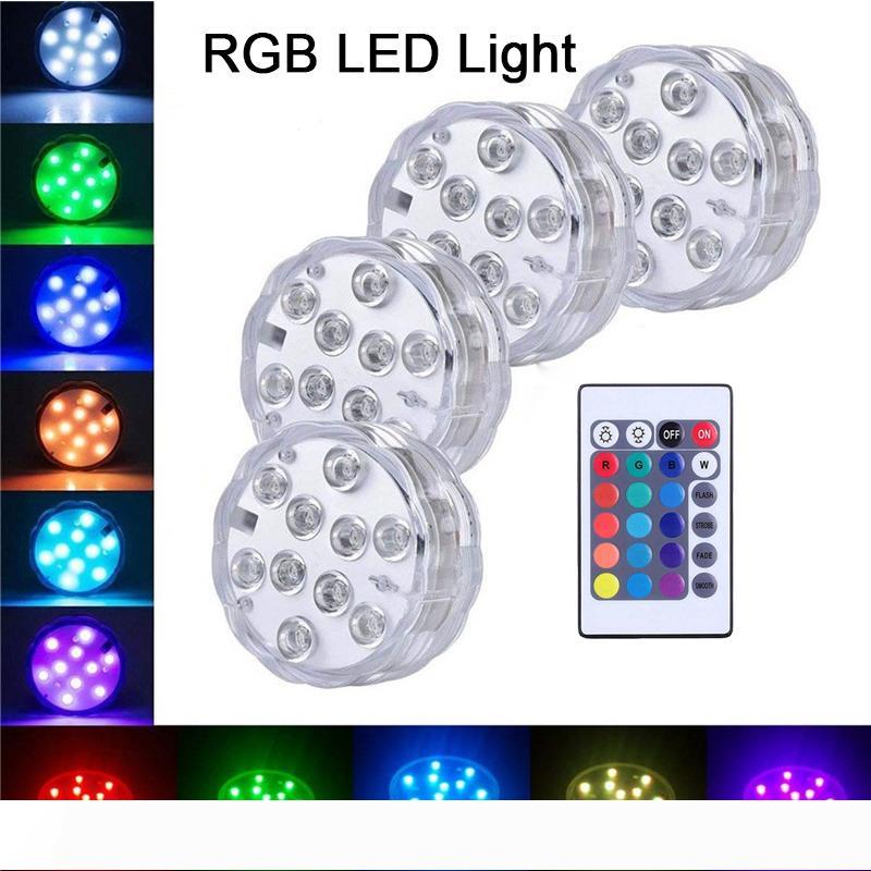 10 LED Flashing Color Changing Submersible LED Lights Decorative Fish Bowl Light Vase Base Floral Lamp for Wedding Halloween Party