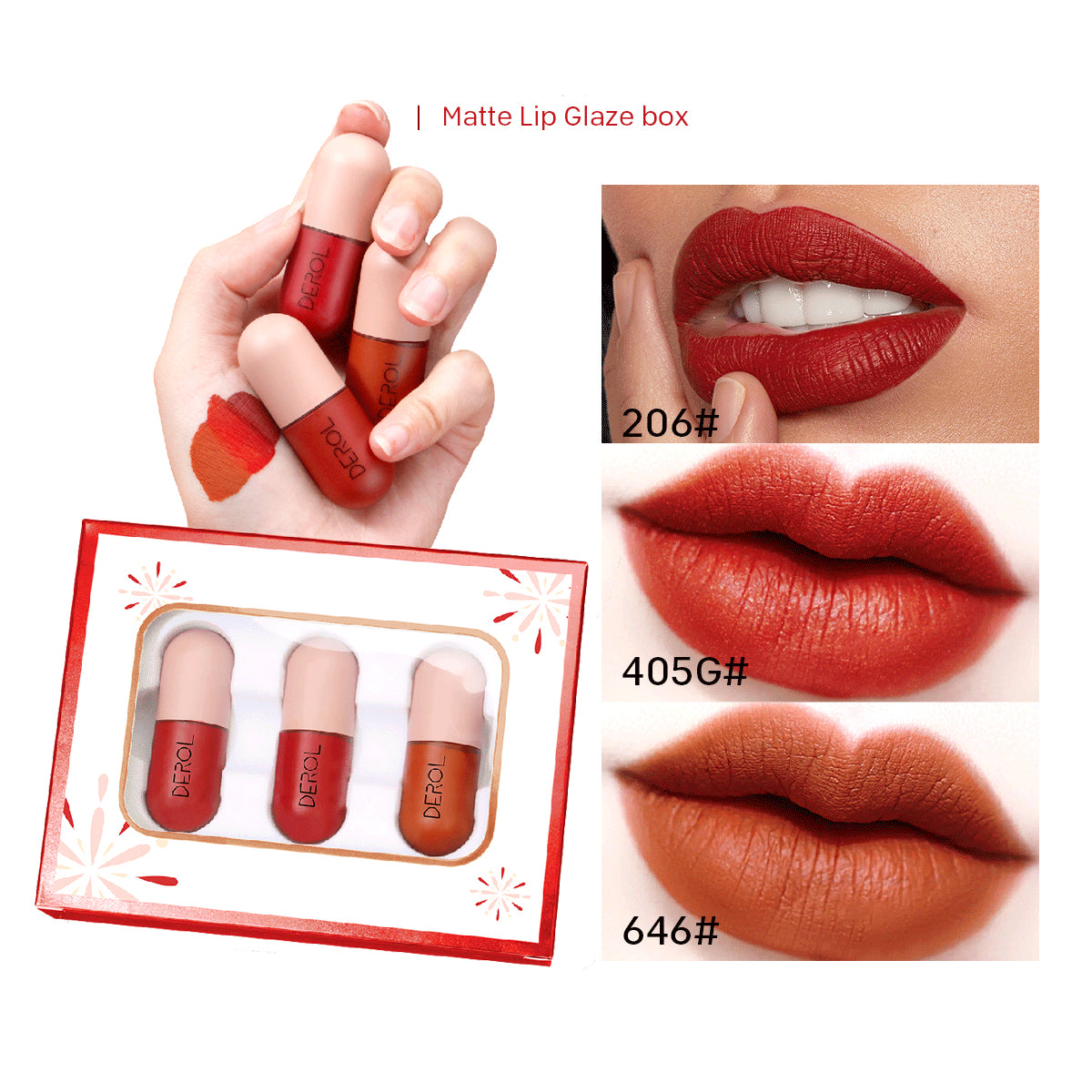NEZA Matte Lip Glaze Liquid Lipstick Set Makeup Gift Set 3pcs-set Lip Makeup Set 3color lip sticks make up cosmetic