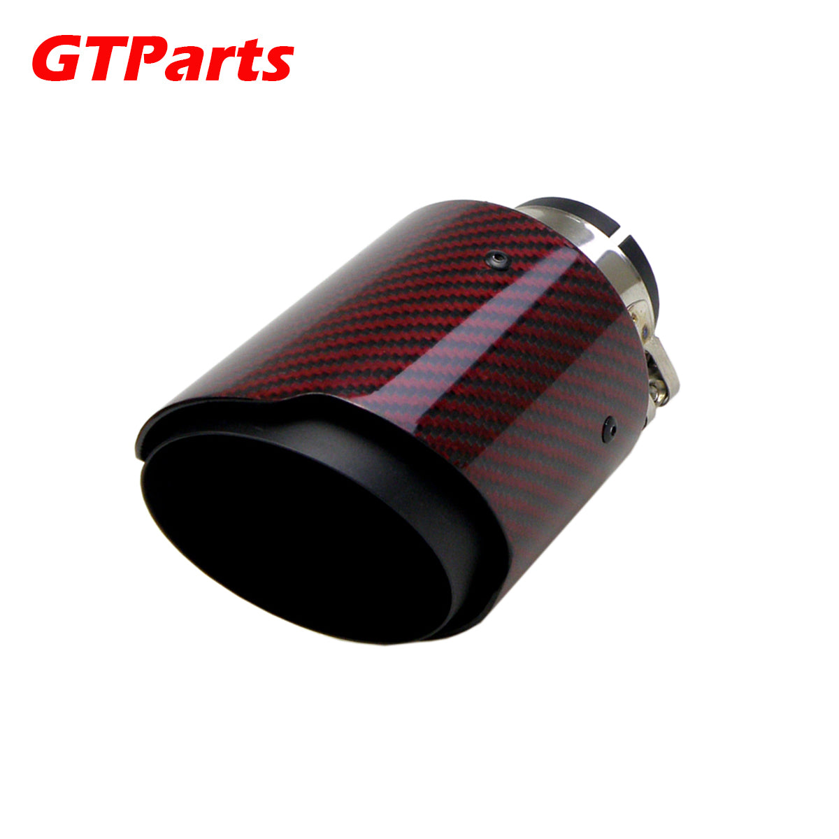 Glossy Red Twill Carbon Fiber Black Chrome Stainless Steel Car Exhaust Muffler