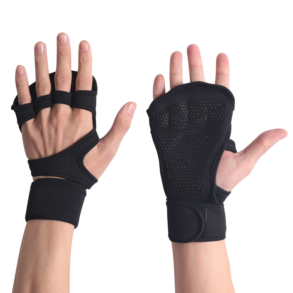 1 pair weight support barbell wristbands black M - L - XL Exercise Fitness Gloves Palm Gloves wrist silicone antiskid hand protectors