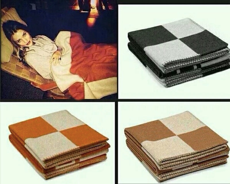 Soft Wool cashmere knitted plaid blanket orange airplane sofa car snap blankets 130x170cm Home bed Throw