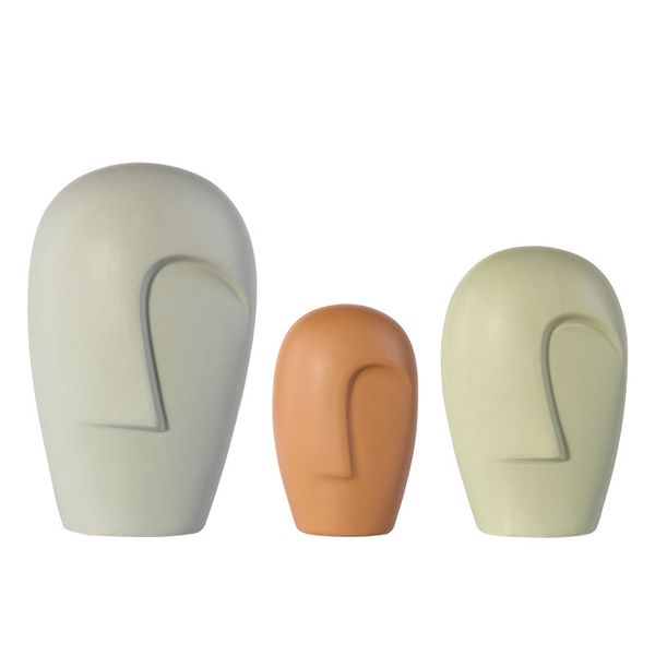Human Face Flower Vases Nordic Modern Minimalist Ceramic Arts Crafts for Hotel Home Decoration 6.5&quot; 8.5&quot; 10.3&quot; Tall Green Sal