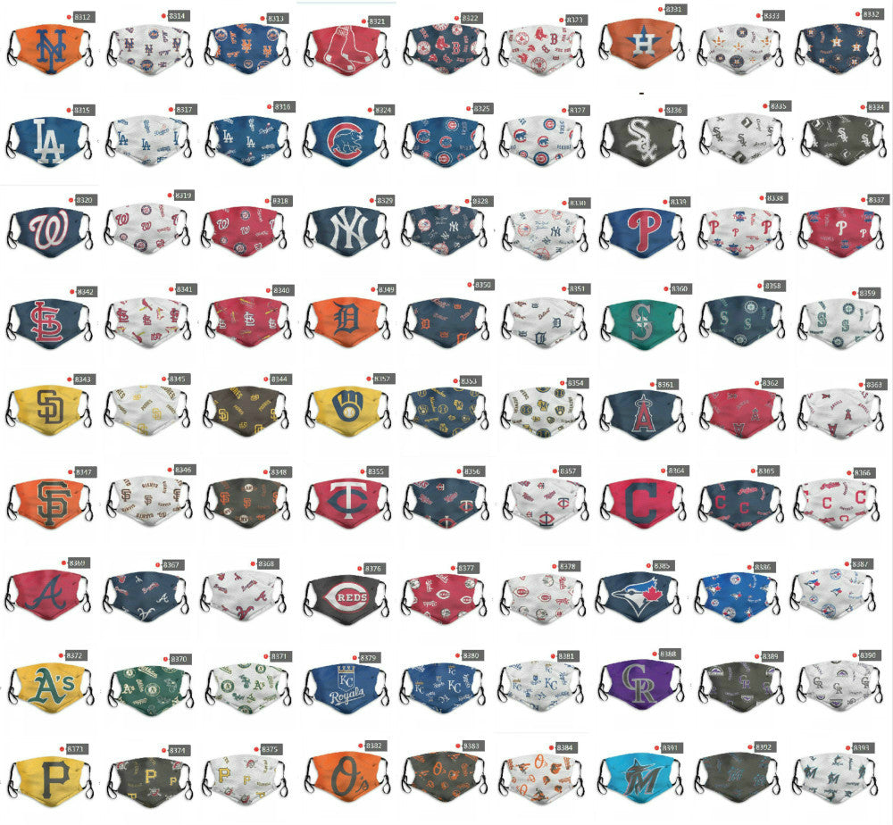 2020 New Luxury Designer 5 Layer Dustproof Protective Mask Men and Women Pure Cotton Mask Baseball Team NY Yankees LA Dodgers Face Mask