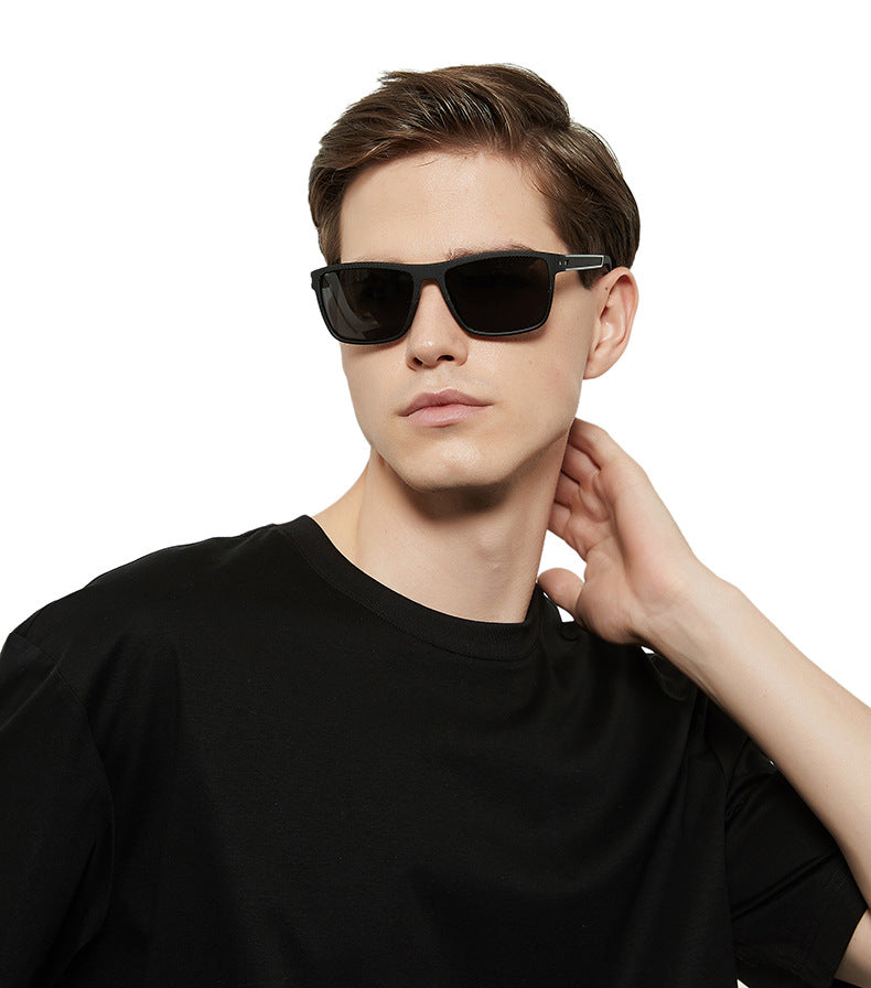 Men&#039;s polarized sunglasses spring leg elastic black temperament square Sunglasses Men Retro Sunglass Candy Color Eyewears 76099