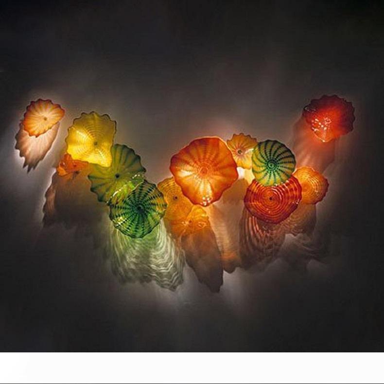 Murano Glass Wall Mount Light Fixtures Blown Glass Flower Wall Lamps Art Decorative Blown Glass Wall Art Custom Made Plates Free Shipping.