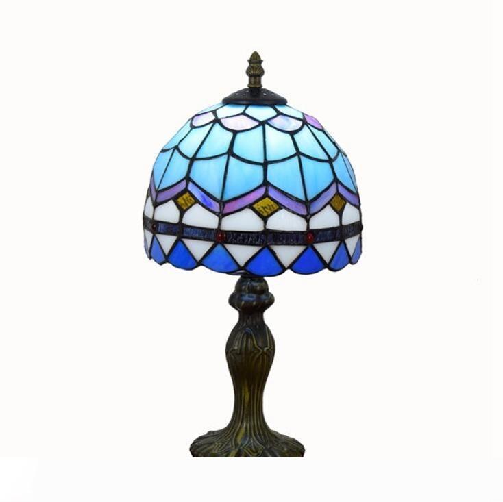 Stained Glass Table Lamps Tiffany Desk Light Minimalist Living Bedroom Bedside Lamp Tiffany Lighting Blue Grid