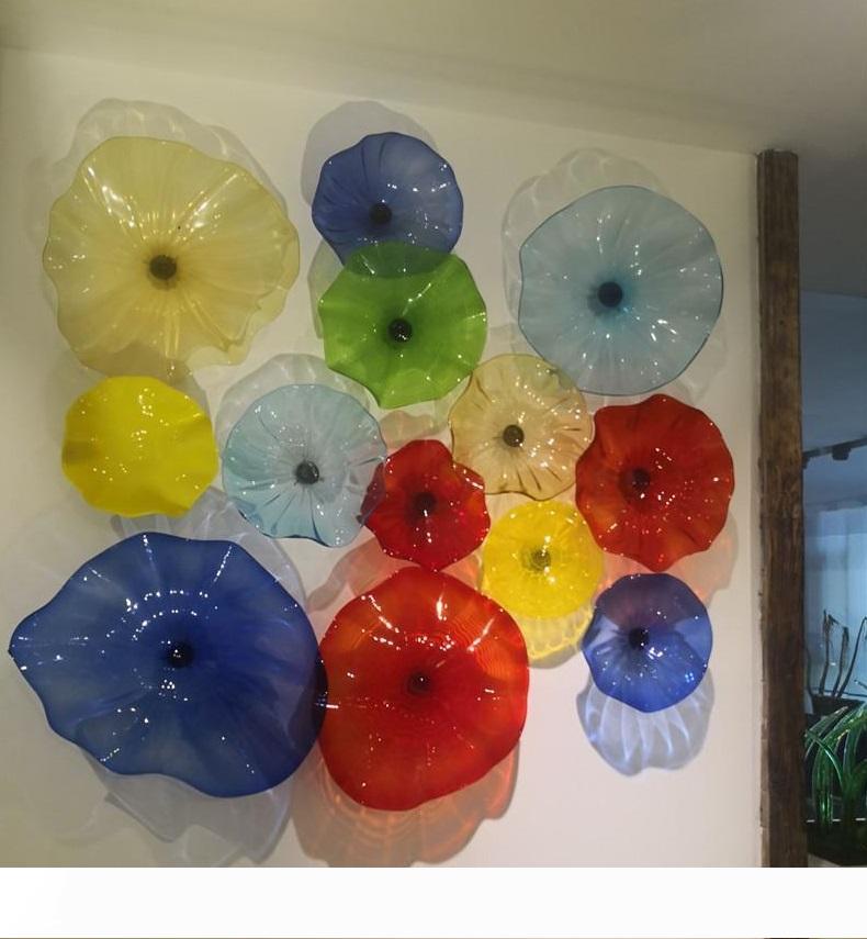 Customized Colour Wall Decorated Glass Plates, Hand Blown Customized Italy Designer Murano Glass Art Wall Plate Lighting, Wall Sconce Plates
