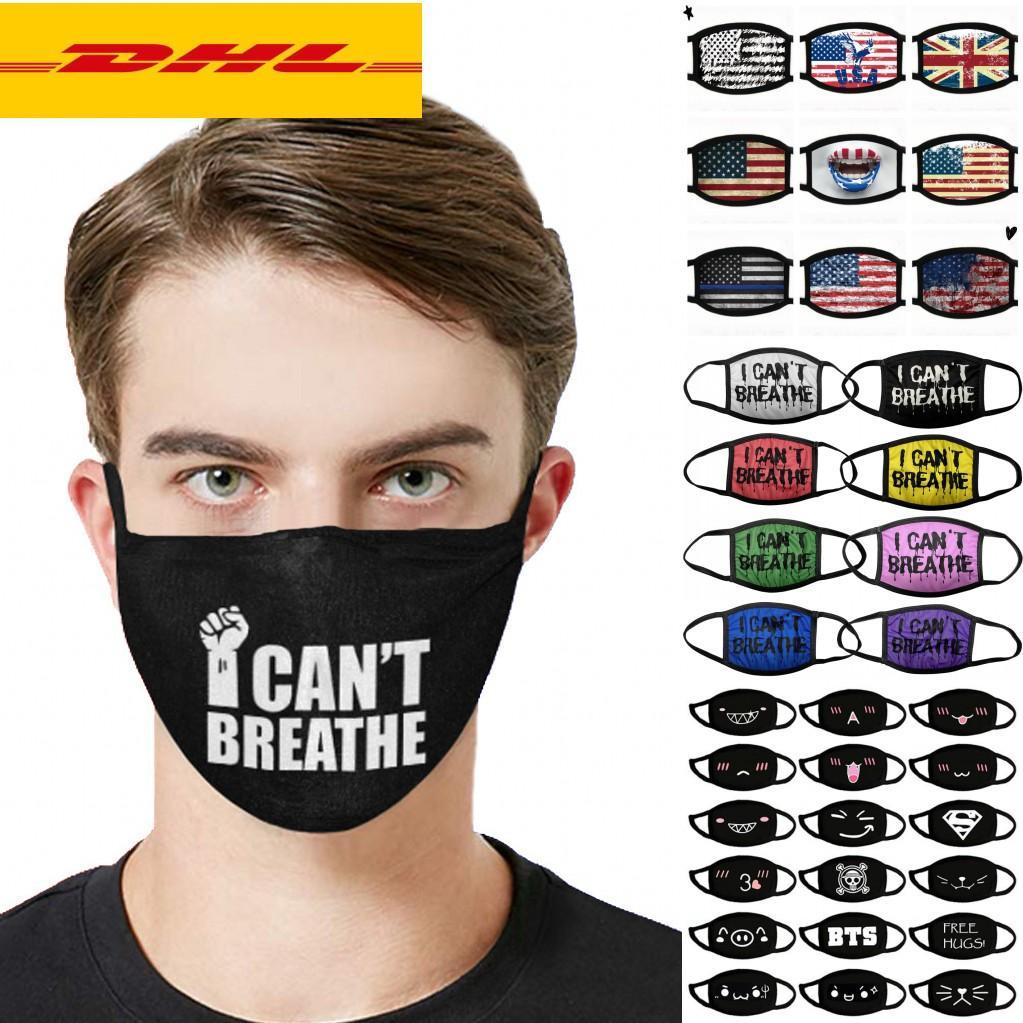 US Stock I Cant Breathe Face Masks Washable Masks Summer Out Door Sport Riding Masks Fashion Designer Mask for Adults DHL Shipping