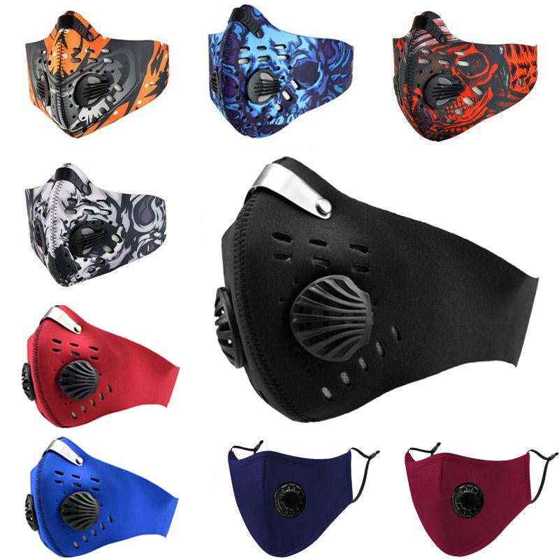 Filter Cycling Face Mask with Respirator Valve PM2.5 Mouth Mask Anti Dust Protective Outdoor Sports Outdoor Motorcycle Bicycle