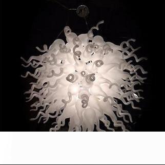 Italian Fancy Middle Size Milk White Hand Blown Glass Lamp Art Chandelier Brass Chandeliers Murano Modern for Hotel Office Decor