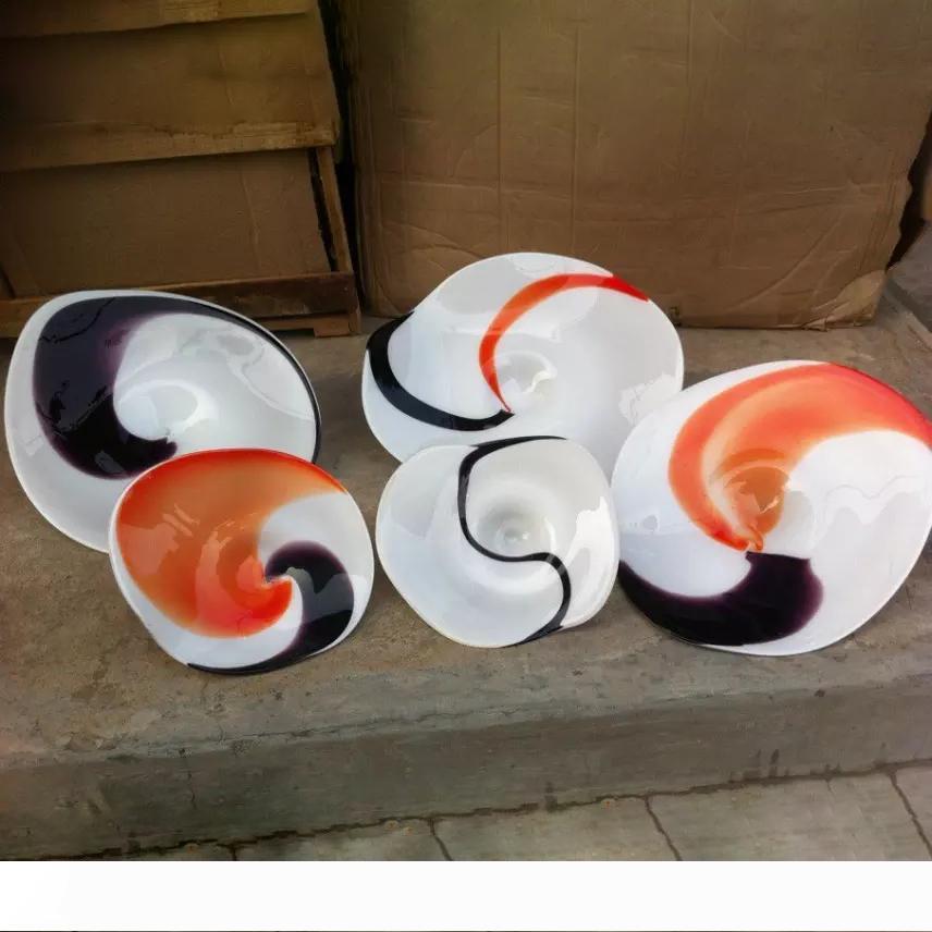 New Round Colored Hand Blown Glass Plates for Wall Hotel Decor 100% Mouth Blow Handcrafts Wall Hanging Lighting Fixture
