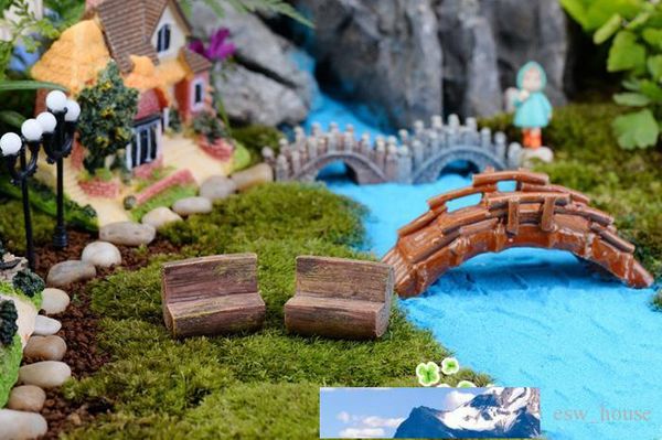 Crafts 50pcs Mini Modern Park Benches Miniature Fairy Garden Miniatures Accessories Toys for Doll House Courtyard Decoration