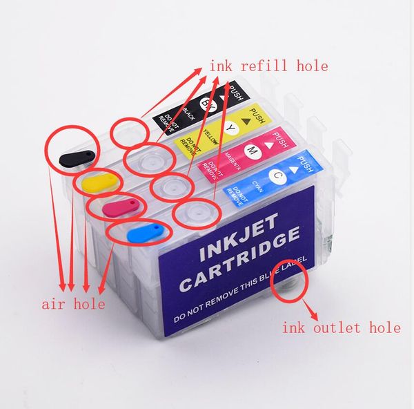 2 sets-Lot,4-color Empty Refill Ink Cartridge No Chip For Epson WorkForce WF-2861 WF-2810 WF-2830 WF-2835 WF-2860 WF-2850 WF-2865 Printer