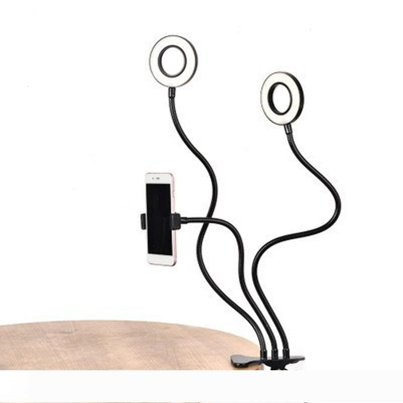 Universal Selfie Ring Light with Flexible Mobile Phone Holder Lazy Bracket Desk Lamp LED Light for Live Stream Office Kitchen