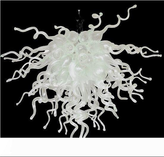 Contemporary Art White Murano Glass Chandelier Lighting Living Room Decor LED Bulbs Custom Made Hand Blown Glass Chandelier Pendant Light